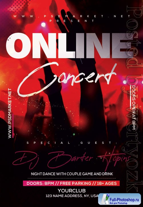 Live online concert - Premium flyer psd template