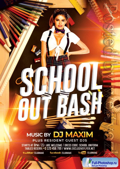 School out bash - Premium flyer psd template