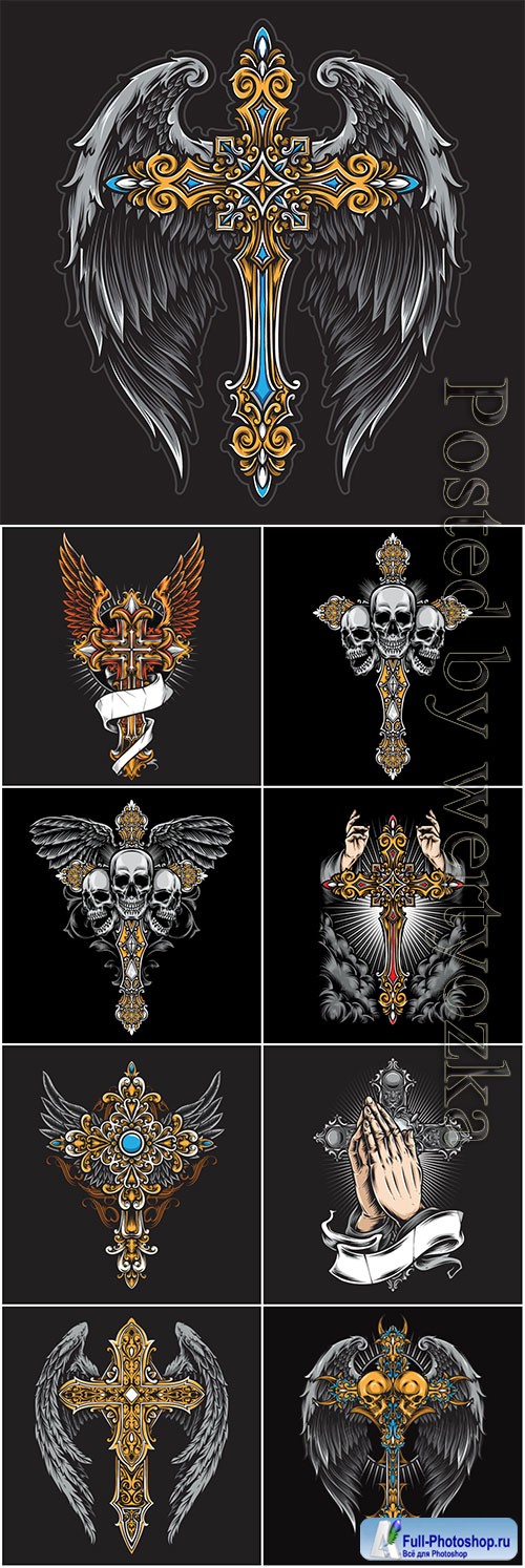 Skull cross with wing vector