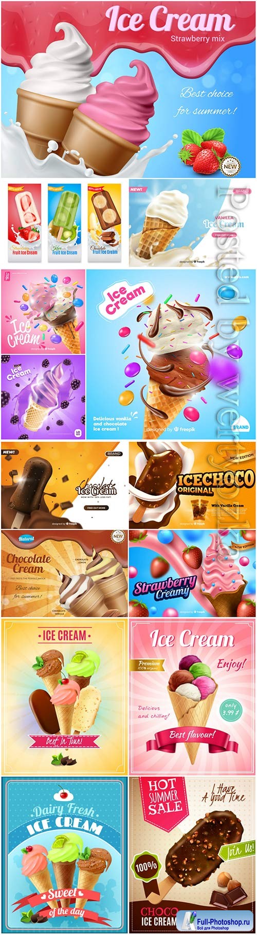 Ice cream big vector set