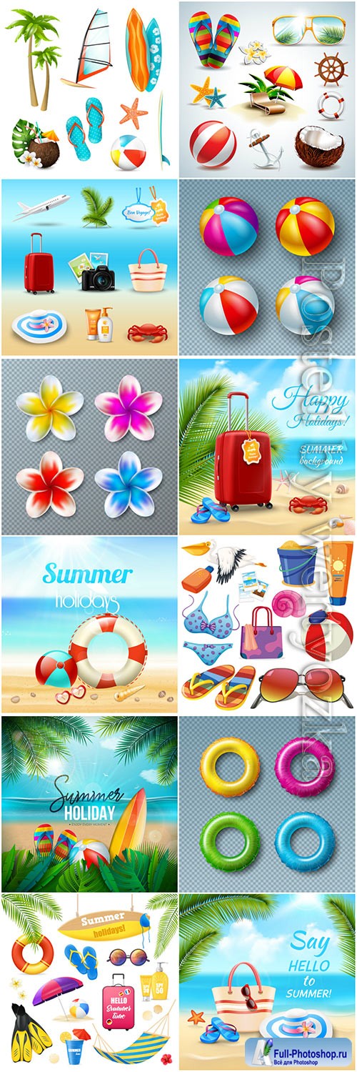 Hello summer holiday vector illustrations