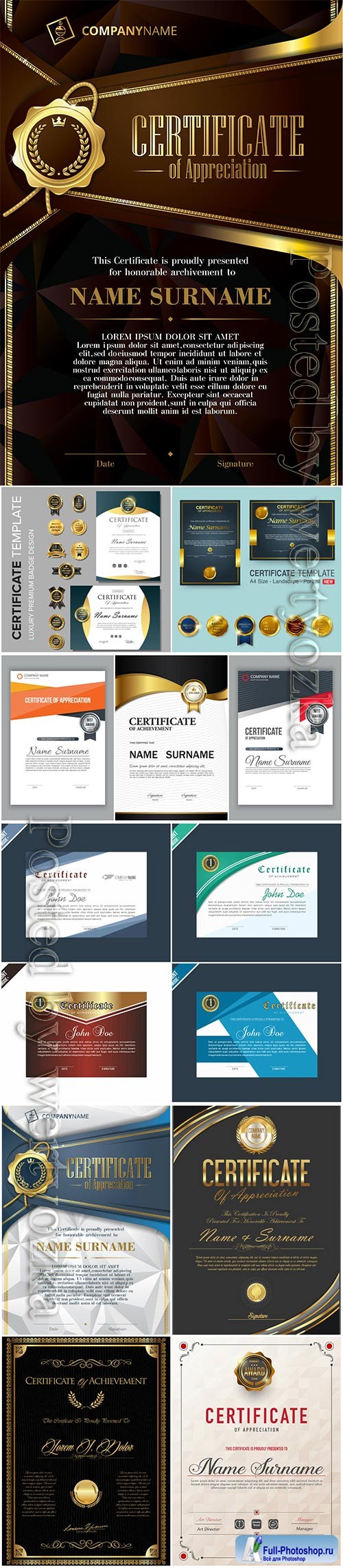 Certificate and vector diploma vintage template