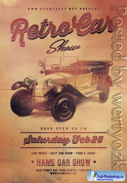 Retro car show - Premium flyer psd template