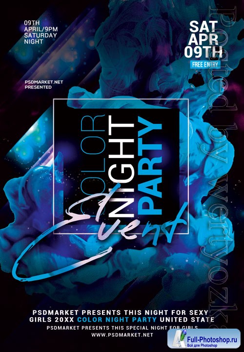 Color night party - Premium flyer psd template