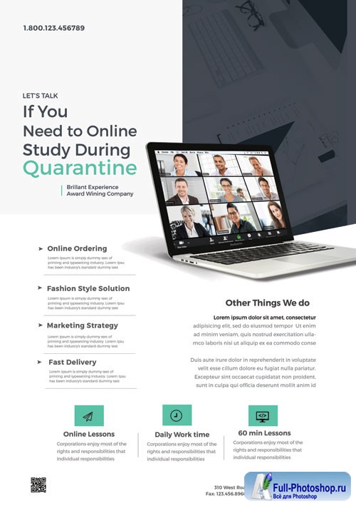 Online Home Learning - Premium flyer psd template