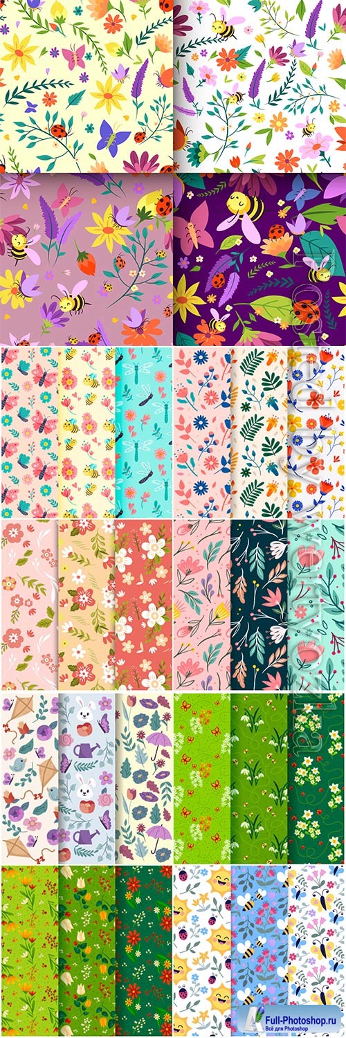 Seamless floral backgrounds in vector # 6