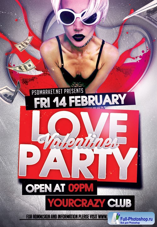 Love party valentines - Premium flyer psd template