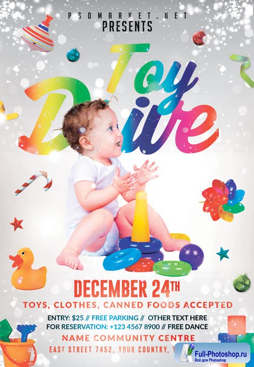 Toy drive night - Premium flyer psd template