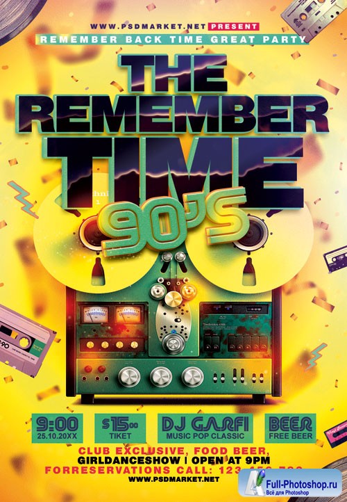 Remember time 90s - Premium flyer psd template