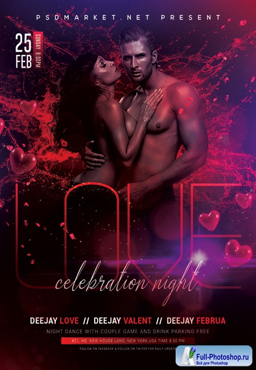 Love celebration night - Premium flyer psd template