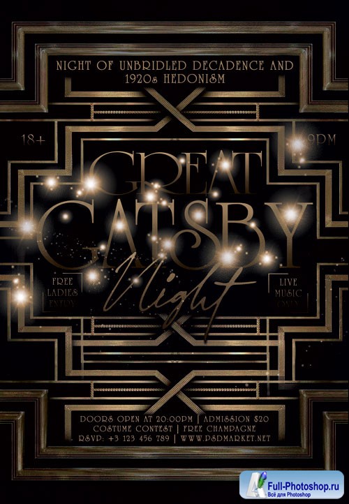 Great gatsby night - Premium flyer psd template