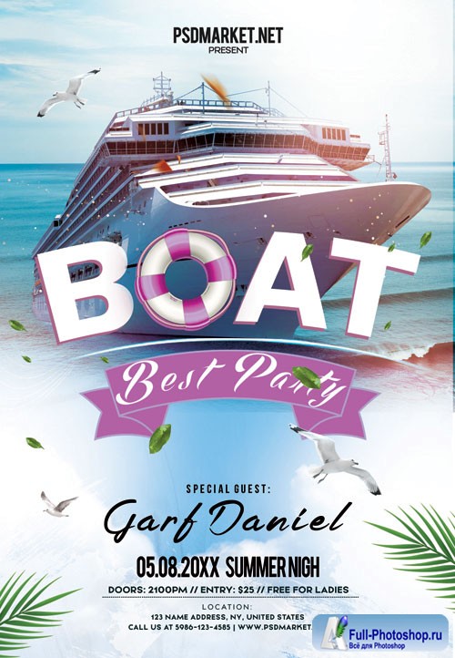 Boat party night - Premium flyer psd template