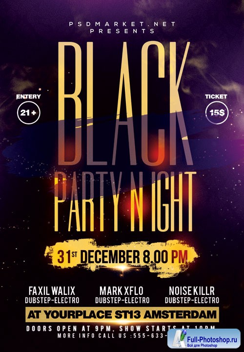 Black party night event - Premium flyer psd template