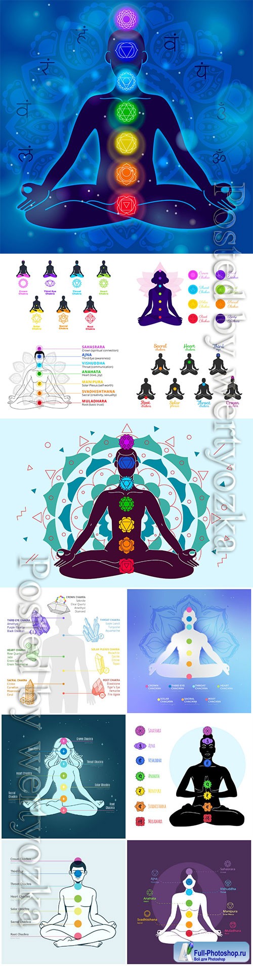 Body chakras concept vector illustration