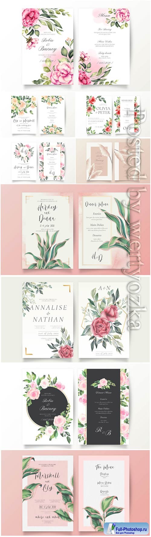 Vector wedding cards vector set