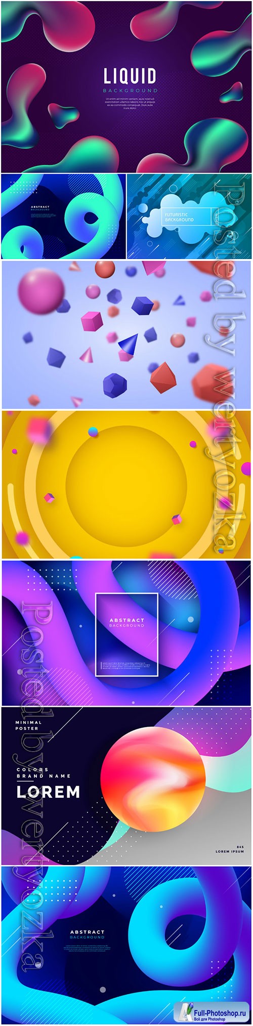 Abstract vector background with liquid shapes, 3d models template