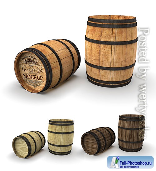 Wooden Barrel Mockup