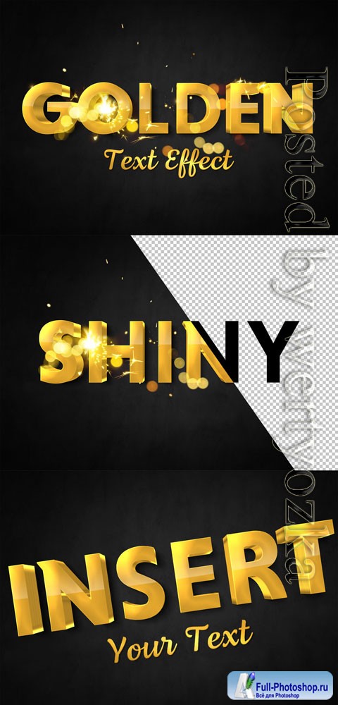 3D Gold Text Effect with Spark Elements