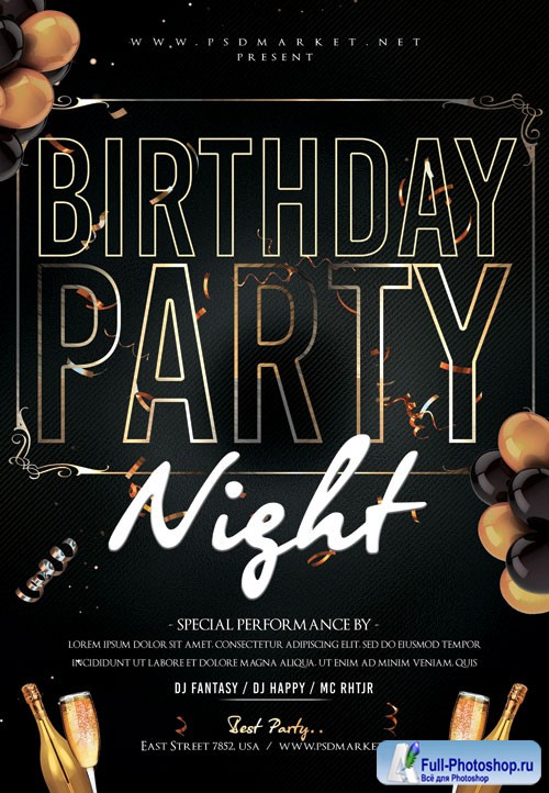 Birthday party night - Premium flyer psd template