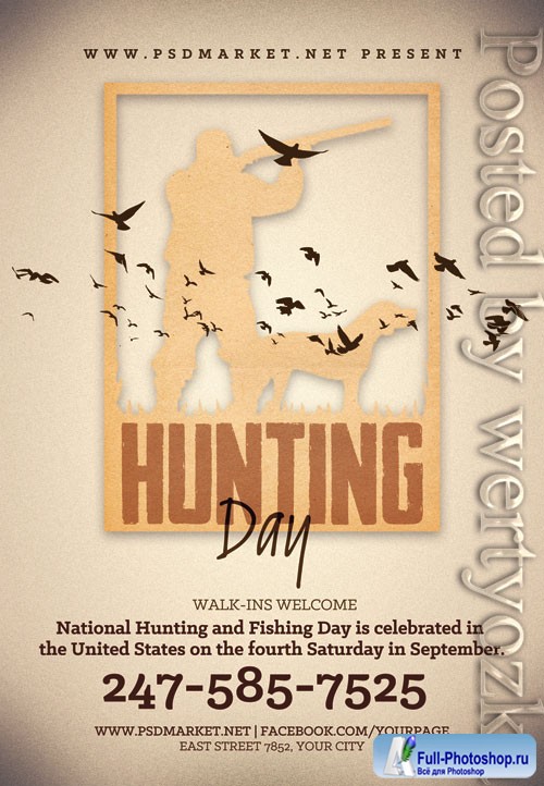 National hunting day - Premium flyer psd template