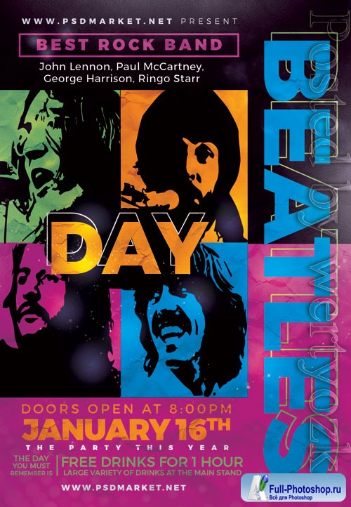 Beatles night - Premium flyer psd template