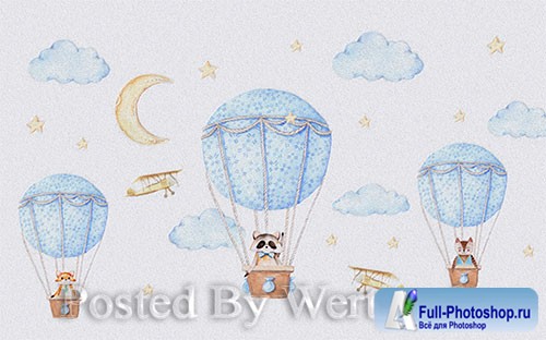 3D models modern minimalistic cartoon parachute children room 