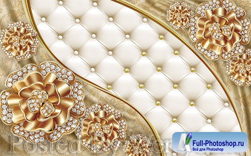 3D psd models three dimensional style golden diamond flower jewel wall