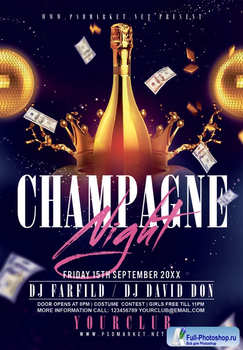 Champagne night - Premium flyer psd template