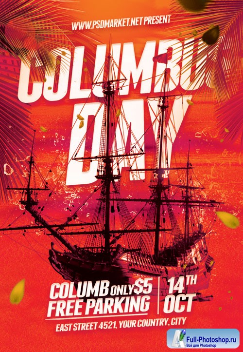 Columbus day party - Premium flyer psd template