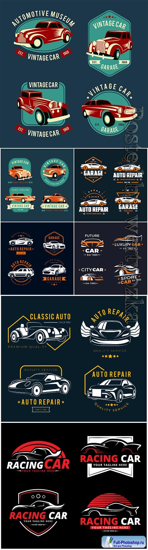 Flat design car logo vector collection