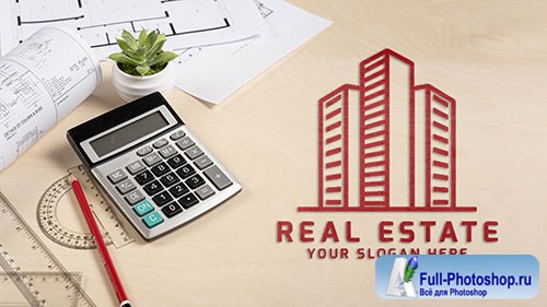 Real estate logo with calculator 