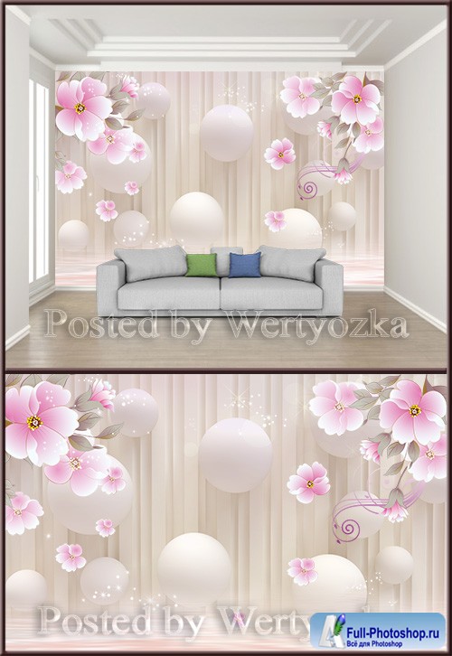 3D psd background wall fashion stereo flower beautiful dream