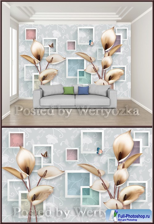 3D psd background wall calla