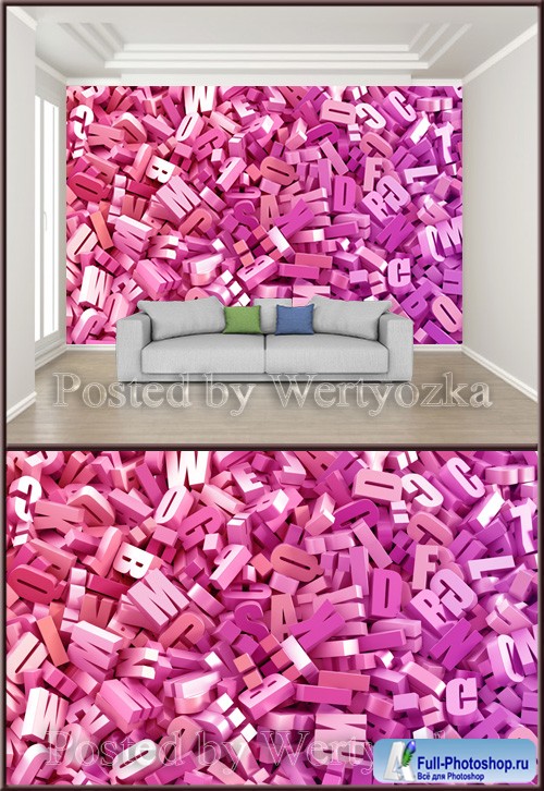 3D psd background wall american english alphabet