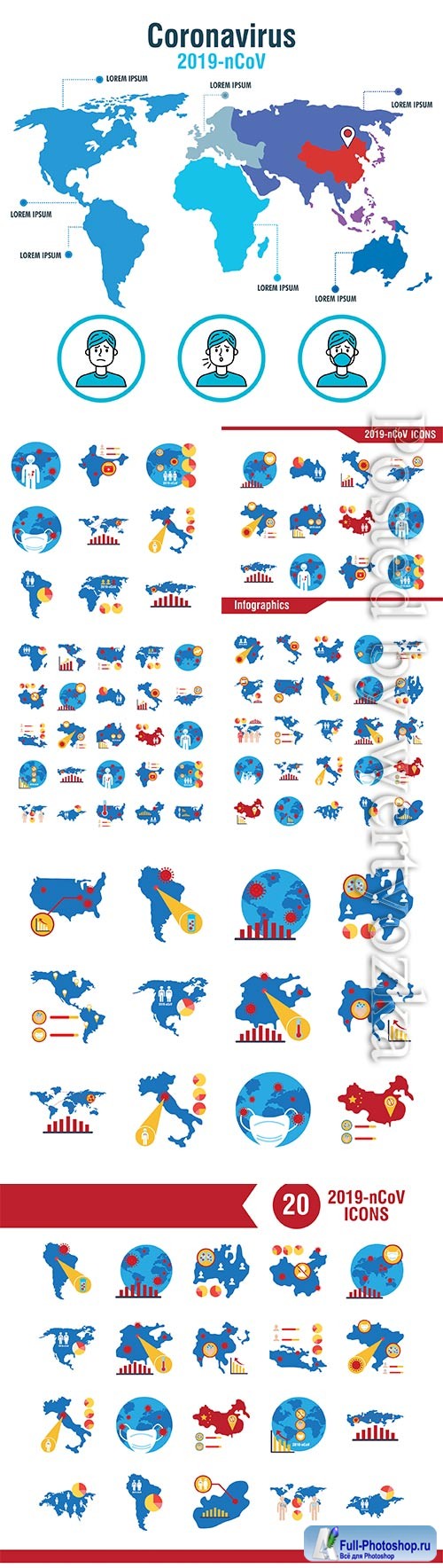 COVID 19, Coranavirus vector illustration sets # 10