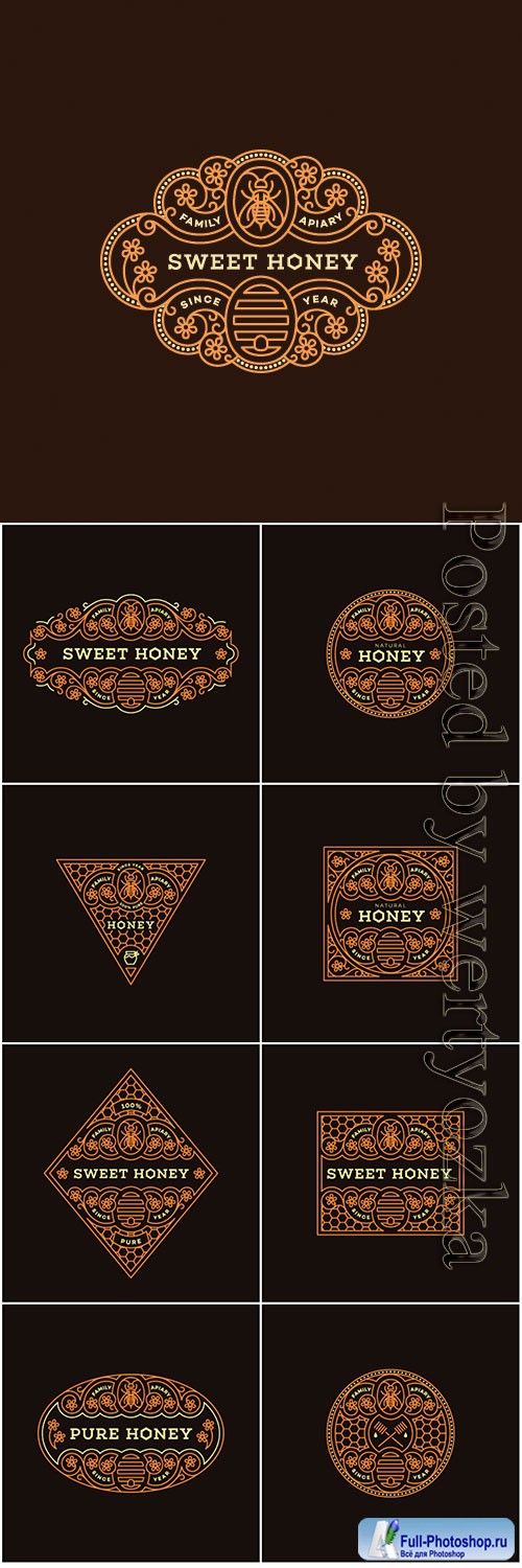 Honey vector label