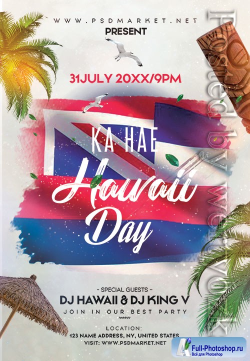 Ka hae hawaii day - Premium flyer psd template