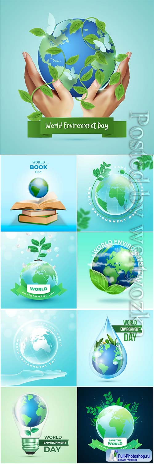 Realistic world environment day concept vector design