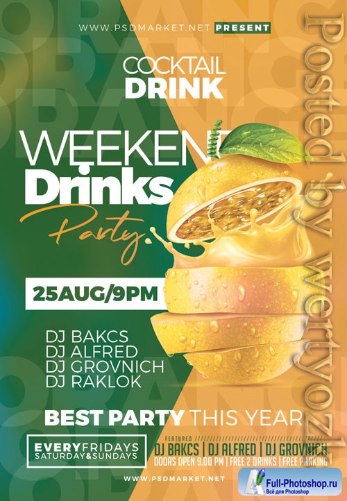 Weekend drinks - Premium flyer psd template