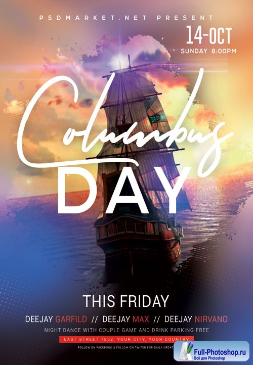 Columbus day event - Premium flyer psd template