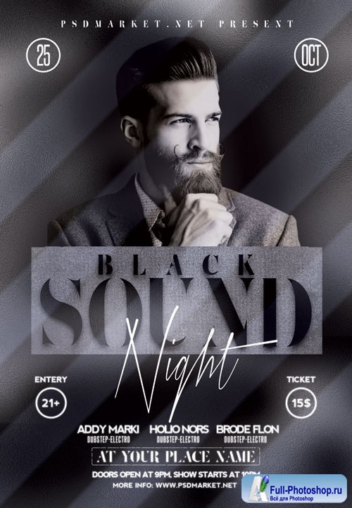 Black sound - Premium flyer psd template