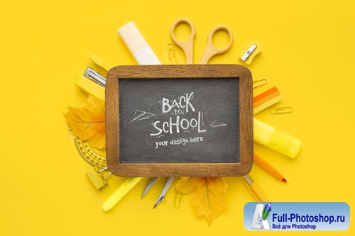 Flat lay back to school elements assortment mock-up