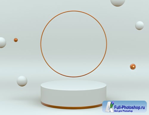 3d elegant white brass scene with podium