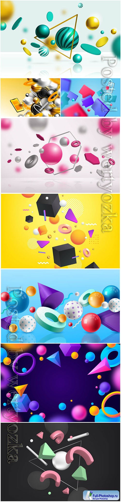 3d vector background with colorful shapes