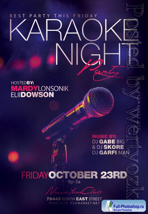 Karaoke night party - Premium flyer psd template