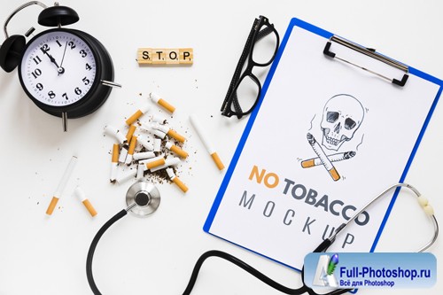 No smoking mock-up with stethoscope