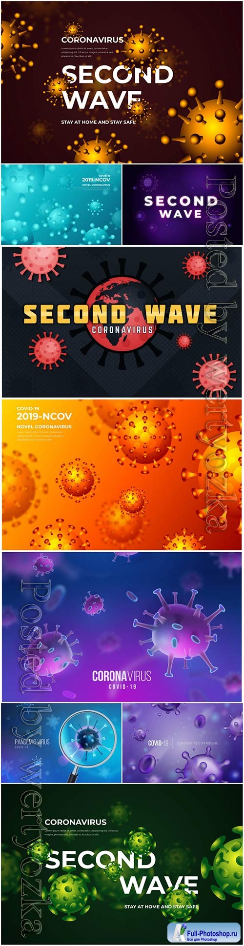 Realistic coronavirus vector background, stop covid-19 vol 7