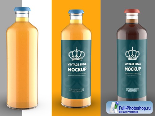 Vintage Style Soda Bottle Colored Mockup