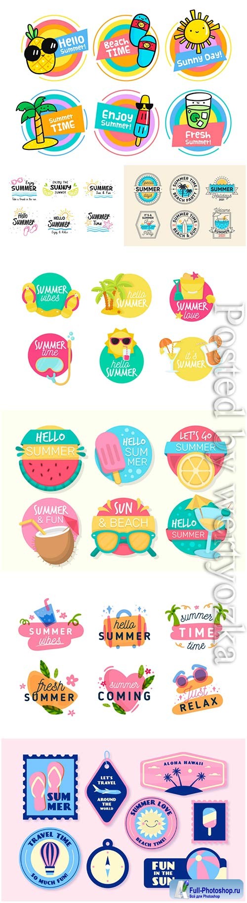 Summer labels vector collection # 12