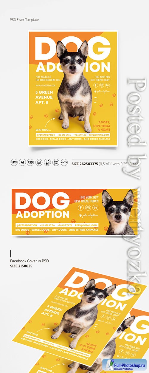 Dog adoption flyer template